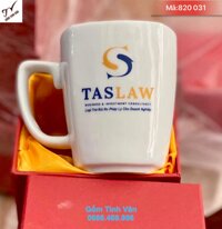 Ly sứ dáng vuông men trắng in logo, mã 820031, dung tích 350ml, cốc sứ quà tặng khách hàng, giá báo trên 100 chiếc, bao gồm hộp si đỏ lót lụa vàng
