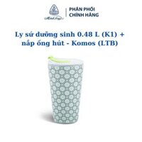 Ly sứ dưỡng sinh 0.48 L (K1) + nắp ống hút - Komos (LTB) - Gốm sứ cao cấp Minh Long I