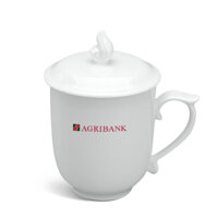Ly sứ Minh Long quà tặng uống trà Mẫu Đơn IFP Trắng Ngà 0.30L In Logo quà tặng Agribank  HG