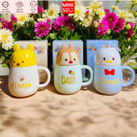 Ly sứ Miniso Disney Collection kèm nắp 3D dễ thương 370ml , Cốc sứ hình thú Disney kèm nắp 3D538365
