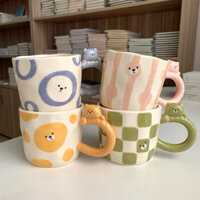 Ly Sứ Quai Gấu Hoạ Tiết - Ly cốc sứ uống nước decor dễ thương