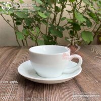 Ly tách sứ uống cafe capuchino 220ml dáng truyền thống men trắng Gốm sứ Bát Tràng cao cấp - Ly cafe &amp; đĩa sứ