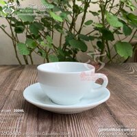 Ly tách sứ uống cafe capuchino 200ml men trắng gốm sứ Bát Tràng cao cấp - Ly cafe &amp; đĩa sứ