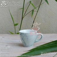 Ly tách sứ uống cafe espresso 70ml men vân đá màu xanh Kabe nhạt gốm sứ Bát Tràng cao cấp - Ly cafe
