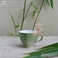 Ly tách sứ uống cafe espresso 70ml men vân đá màu xanh lá cây Gốm sứ Bát Tràng cao cấp - Ly cafe