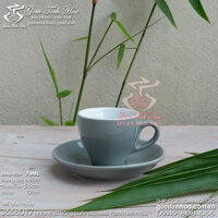 Ly tách sứ uống cafe espresso 70ml men màu ghi gốm sứ Bát Tràng cao cấp - Ly cafe &amp; đĩa sứ