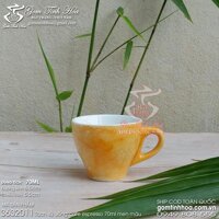 Ly tách sứ uống cafe espresso 70ml men vân đá màu vàng cam Gốm sứ Bát Tràng cao cấp - Ly cafe