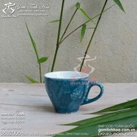 Ly tách sứ uống cafe espresso 70ml men vân đá màu xanh Kabe đậm Gốm sứ Bát Tràng cao cấp - Ly cafe