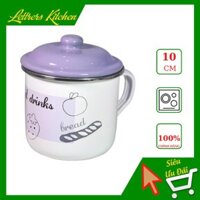 Ly thép tráng men nhập khẩu cao cấp, có nắp đậy Cheftina - dùng bếp từ- kích thước 10cm