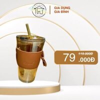 Ly Thủy Tinh Có Nắp & Ống Hút