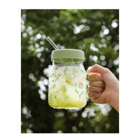 Ly thủy tinh có nắp, tay cầm, ly, cốc, ly thủy tinh, ly uống nước thủy tinh có nắp cho dân văn phòng