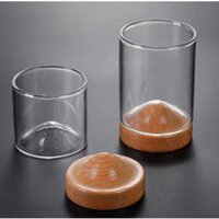 Ly thủy tinh đế gỗ cỡ nhỏ