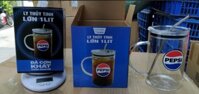 Ly thủy tinh lớn 1L Pepsi có nắp đậy và ống hút Tmark (kiện 32 cái)(Hàng nguyên kiện)