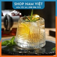 Ly Thủy Tinh Phong Cách Bắc Âu Đế Xoay 170ml - Navivu Rock Glass - 1 Ly lẻ - Sọc chéo