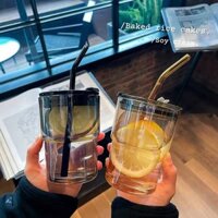Ly thủy tinh tối giản có ống hút và nắp chai nước di động phong cách Ins với nắp cho các cô gái sử dụng tại nhà thẩm mỹ cao dung tích lớn