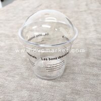Ly tiramisu / mousse nhựa tròn nắp cầu chữ đen