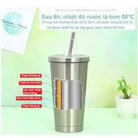 Ly uống nước giữ nhiệt inox 304, Cốc uống nước giữ nhiệt thiết kế 3D kim cương, Dung tích 500mL