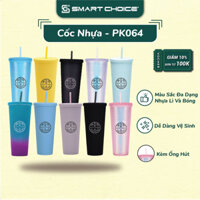 Ly Uống Nước Nắp Rời Có Ống Hút SmartChoice Nhiều Màu 2 Lớp AS Cao Cấp SCG-PK064 - Tím nhạt lì