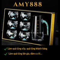 Ly uống rượu, chén uống rượu, Bộ ly vàng 24k (50ml), ly đá xanh, ly rượu pha lê,quà tặng sang trọng, ly rượu nhỏ //