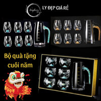 Ly uống rượu, chén uống rượu, ly mắt trâu đáy vàng 24K, hộp quà tặng cao cấp