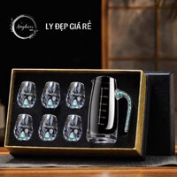 Ly uống rượu, chén uống rượu pha lê đá xanh 24K, mẫu mới nhất 2023, đẳng cấp, sang trọng