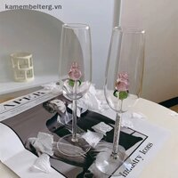 Ly Uống Rượu Vang Bằng Thủy Tinh Màu Hồng 3D