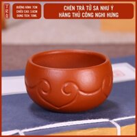 Ly uống trà, chén trà tử sa như ý cao cấp, dáng tròn, kích thước 7x3.6cm, dung tích 70ml