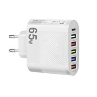 LYK-881 65W 6-PortUSB Charger 5USB-A+Type-C ast Charging Wall Charger Adapter EU Plug US Plug for iPhone 12 13 14 14 P