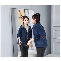 [LYLYSHOP-XƯỞNG MAY CHUẨN SHOP] Áo Khoác Jean Nữ Thêu Chữ Nón Trùm Thời Trang