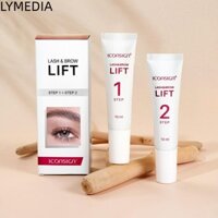 LYMEDIA Fix Perming Set, Bước 1 và 2 10ml Lash Brow Lifter, Sữa dưỡng da cố định vĩnh viễn tự nhiên 8-12 phút Perm