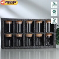 [Lysviet HCM] Bộ 10 lọ đựng thủy tinh nắp gỗ Glass Jar Container 300 ml