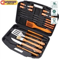 [Lysviet HCM] Bộ dụng cụ nướng BBQ bằng gỗ HC-1001 18 món Wood BBQ Grill Tool Set