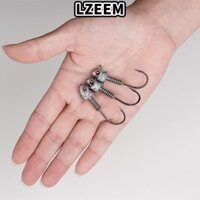 Lzeem 15 Chiếc Móc Dụ Giun Câu Cá, Móc Swimbait Kim Loại Cường Lực Cao Jig Đầu, Mắt Dạ Quang Bạc Nước Biển Nước Ngọt Câu Cá
