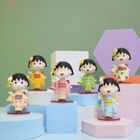 Lzhdp Chibi Maruko Chan Kimono sưu tập Moldel Q Phiên bản Búp bê Trang trí máy tính để bàn Nhân vật Đồ chơi Trẻ em Quà tặng Đồ trang trí PVC Đồ chơi mô hình