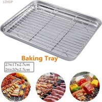 Lzhdp Khay Nướng Chảo Bếp Hình Chữ Nhật Thoát Dầu 2 Kích Cỡ Nướng Thịt Nướng Tấm