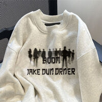 M-3xl Nữ Chiều Dài Giữa 2024 Áo Len Cổ Tròn Màu Xám Nhạt Bộ Đồ Cặp Đôi Cổ Tròn, Hoạt Hình, In Bảng Chữ Cái, Nam / Nữ, Áo len chui đầu trẻ trung đơn giản nhưng thanh lịch