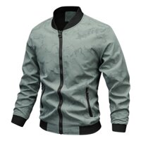 M-5xl Mỏng Áo Khoác Nam Zip Túi Tay Dài Cổ Bóng Chày Đứng Cổ Áo Họa Tiết Áo Khoác Cao Cấp Lót Chống Gió Áo Khoác