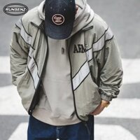M-5xl Phong Cách Hàn Quốc Đứng Cổ Áo Khoác Nam Cao Cấp Rời Thường Ngày Màu Xám Plus Kích Thước Áo Khoác