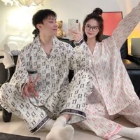 M-5xl Plus Size Cặp Đôi Bộ Đồ Ngủ Lụa Vàng Cardigan Đồ Ngủ Satin Ilang Pyjama terno