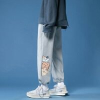 [m-5xl] Sản Phẩm Bán Chạy Quần Thể Thao Dáng Rộng Dây Rút Hình Ba Chú Mèo Hoạt Hình Đơn Giản Thời Trang Xuân Thu Kiểu Mỹ Cho Nam