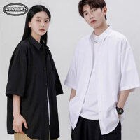 M-6xl Thời Trang Hàn Quốc Áo Sơ Mi Trắng Nam Nữ Plus Size Áo Sơ Mi Tay Ngắn Mùa Hè Thường Ngày Rời Oversize Top