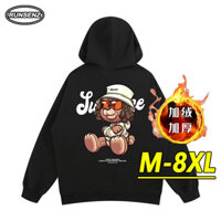 M-8xl Hoạt Hình Mỹ Đen Áo Khoác Nam Mùa Đông Thường Ngày Rời Dài Tay Plus Kích Thước Có Mũ Trùm Đầu Áo
