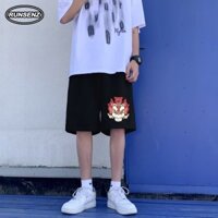 M-8xl Mùa Hè Hợp Thời Trang Đen Quần Ngắn Nam Plus Size Quần Short Rời Nhân Quả Ống Rộng Năm Điểm Quần Short