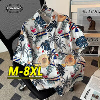M-8xl Phiên Bản Hàn Quốc Đi Biển Áo Sơ Mi Tay Ngắn Nam Plus Size Áo Sơ Mi Rời Thường Ngày Quá Khổ Top