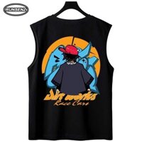 M-8xl Phim Hoạt Hình Hàn Quốc Áo Vest Nam Plus Kích Thước Xe Tăng Mùa Hè Rời Thường Ngày Thể Thao Quá Khổ Áo