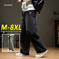 M-8xl Quần Jean Baggy Cao Cấp Hàn Quốc Nam Đơn Giản Dáng Rộng Chân Rộng Plus Size Quần Denim
