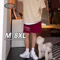 M-8xl Quần ngắn màu nâu thời trang Hàn Quốc Nam dáng rộng ống thẳng Plus Size Quần Short
