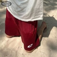 M-8xl Rượu Vang Hàn Quốc Quần Ngắn Màu Đỏ Nam Plus Size Quần Short Đơn Giản Nhân Quả Rời Năm Điểm Quần Short