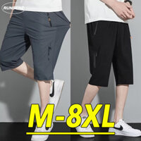 M-8xl Thời Trang Mùa Hè Trơn Quần Short Nam Plus Kích Thước Mồ Hôi Mỏng Slim Fit Co Giãn Quần Capri Thường Ngày