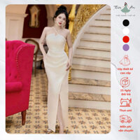 M016 Đầm Dạ Hội Dây Đá Xếp Ly Trẻ Trung, Váy Dạ Tiệc Cao Cấp Sexy Trung Niên Bigsize